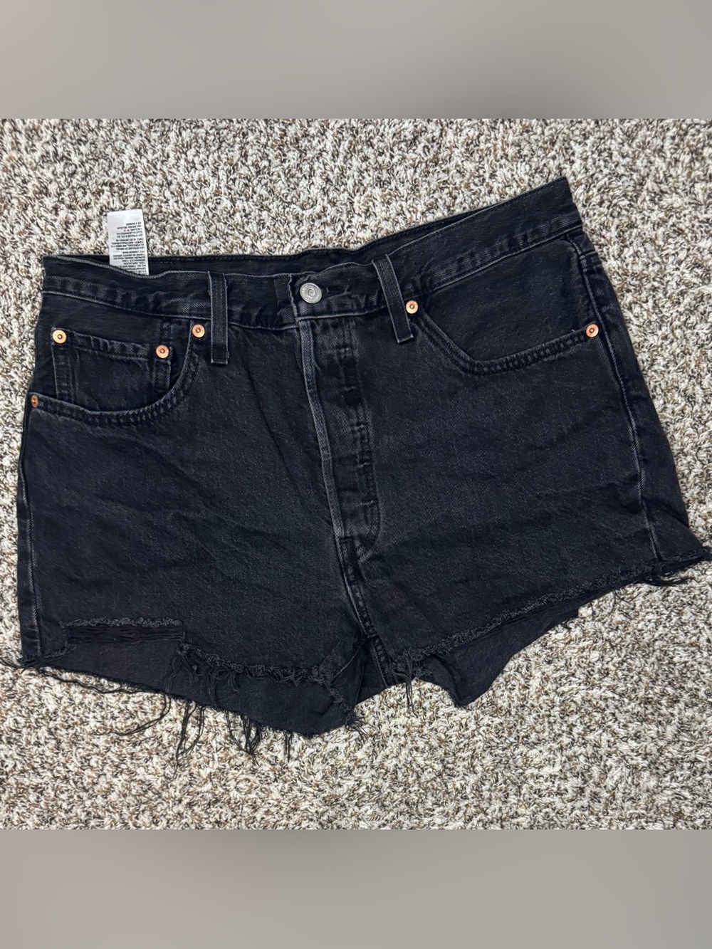 Levi’s 501 Black Denim Cutoff Shorts Women’s W32 Raw Hem Distressed Y2K Grunge